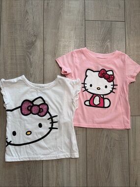 Hello Kitty Short Sleeve Top Bundle-White, Pink- Girls 3T